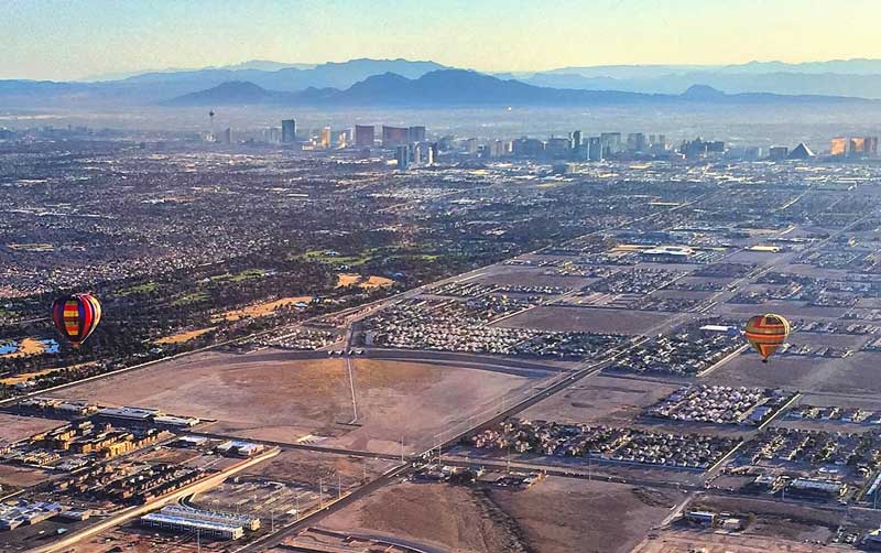 Las Vegas from the air in a hot air balloon