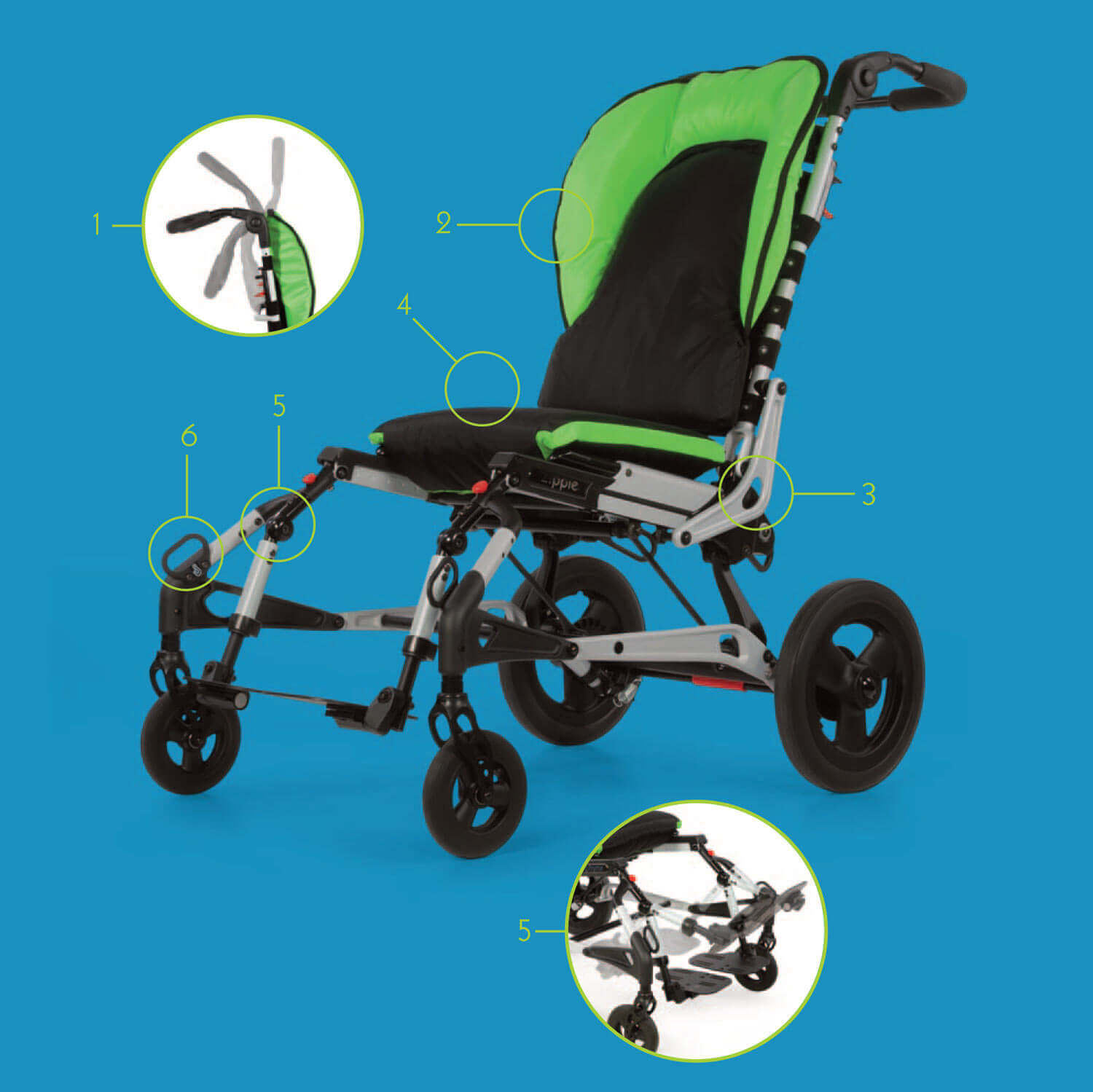 ZIPPIE Sphynx Pediatric Folding Fixed Tilt Wheelchair | Sunrise 